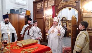 Епископ Алатырский и Порецкий Феодосий в праздник Рождества Христова совершил ночную Божественную Литургию в кафедральном храме в честь Иверской иконы Божией Матери города Алатырь