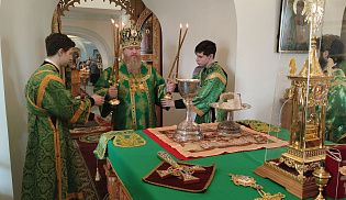 Епископ Алатырский и Порецкий Феодосий в День Святого Духа совершил Божественную Литургию в Киево-Николаевском Новодевичьем монастыре города Алатырь