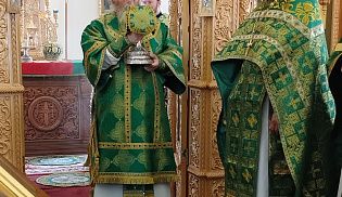 Епископ Алатырский и Порецкий Феодосий в День Святого Духа совершил Божественную Литургию в Киево-Николаевском Новодевичьем монастыре города Алатырь